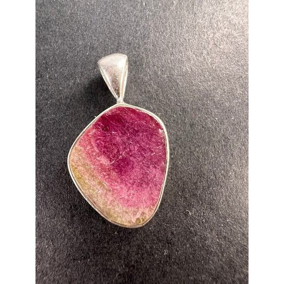 NEW Watermelon Tri color tourmaline sterling silver pendant 1.65 grams - Picture 1 of 8